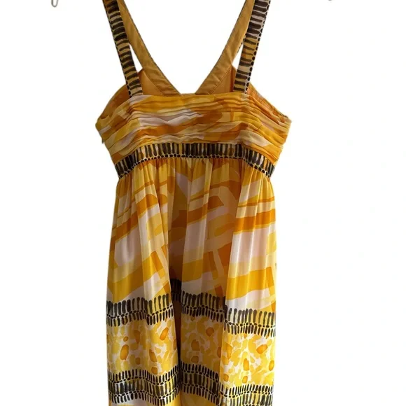 Jones New York Women’s Lined Straped Yellow Black White Chiffon Dress Size 8 - Picture 6 of 11